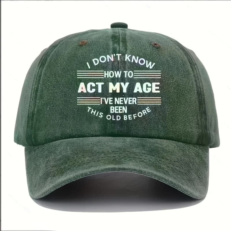 Casquette de baseball unisexe imprimée « ACT MY AGE », effet délavé, réglable, style Y2K à visière c