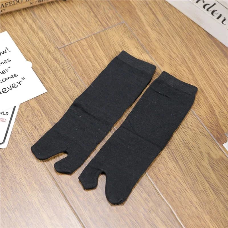 Chaussettes d'été en fibre de bambou pour hommes et femmes, tongs kimono noir, sandales fendues, cha