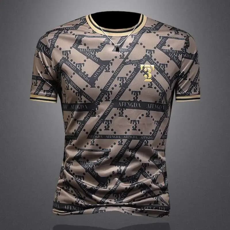 Mode européenne lettre imprimer hommes T-shirt 2025 été tendance col rond haut hommes à manches cour