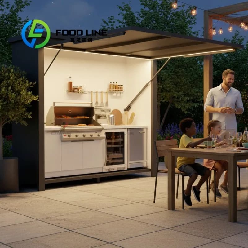 Cuisine extérieure : Meuble de jardin intelligent électrique en alliage d'aluminium, ensemble de cui