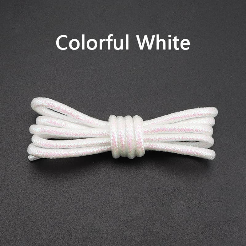 Lacets ronds à paillettes pour baskets, tendance, blanc brillant, coloré, Lurex, blanc, sport décont
