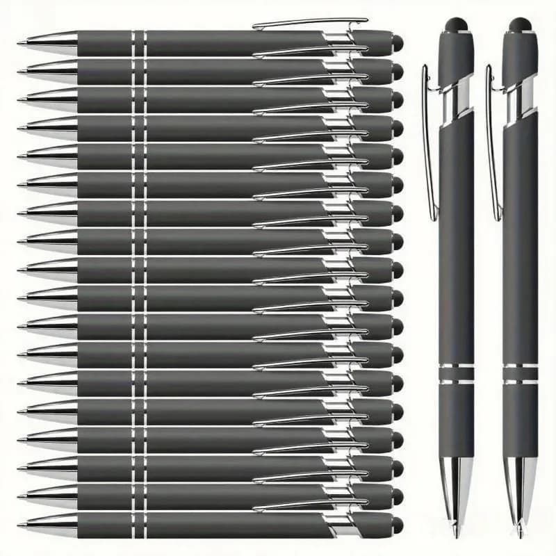 20 stylos personnalisés avec stylet - Ensemble de stylos à bille personnalisables - Parfaits pour le