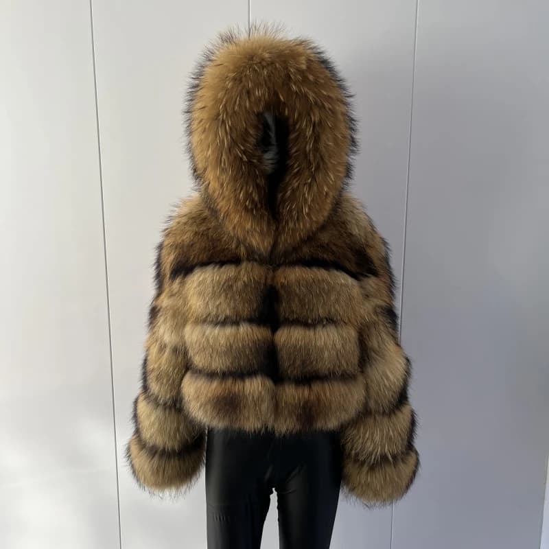 BEIZIRU manteau à capuche en vraie fourrure de renard femme hiver manteau naturel gilet chaud person