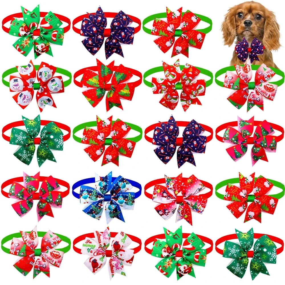 Noeuds papillon de Noël pour animaux de compagnie, accessoires de toilettage, fête de vacances, peti