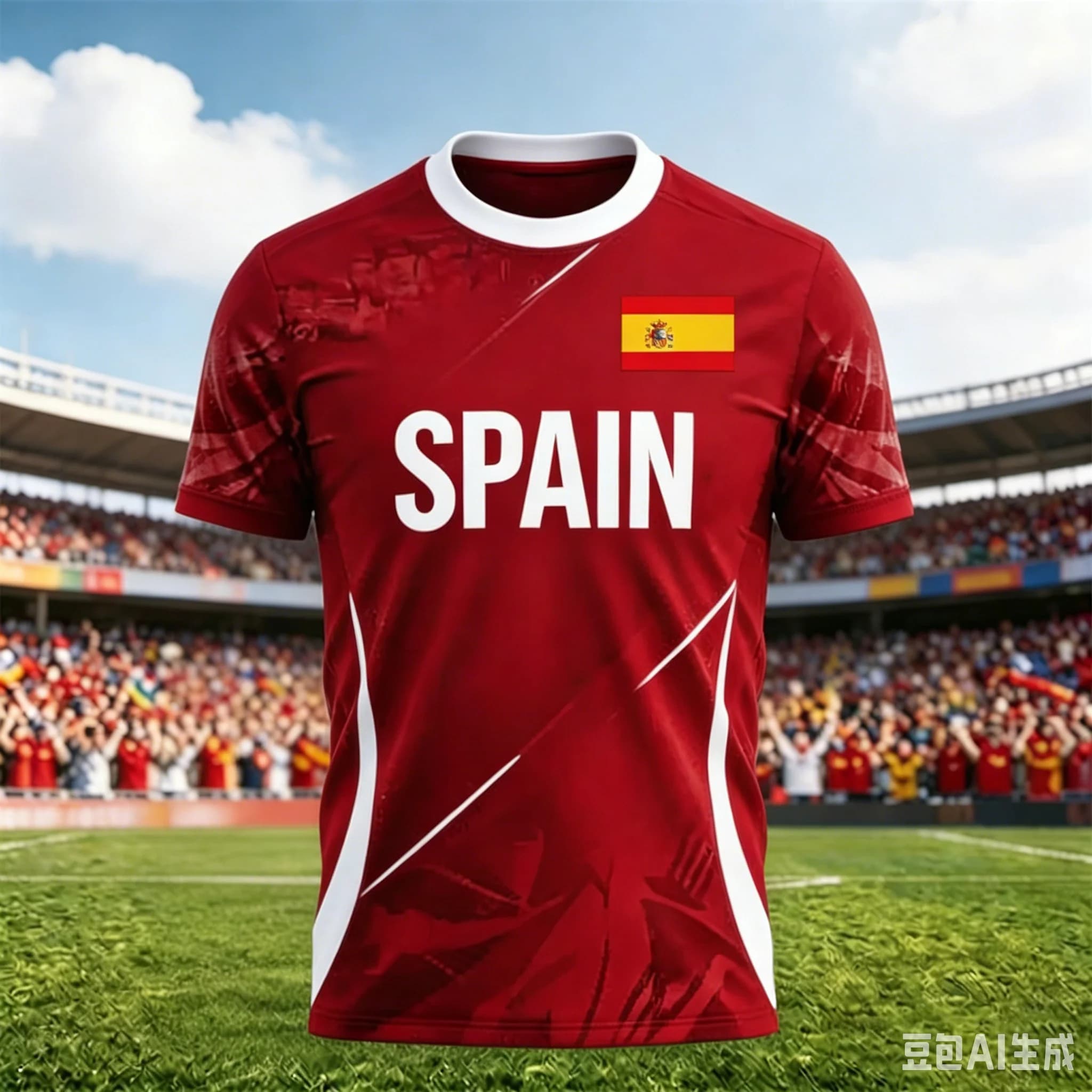 Maillot de football 2026 Thème Espagne Rouge Jaune avec motif d'héraldique nationale pour supporters