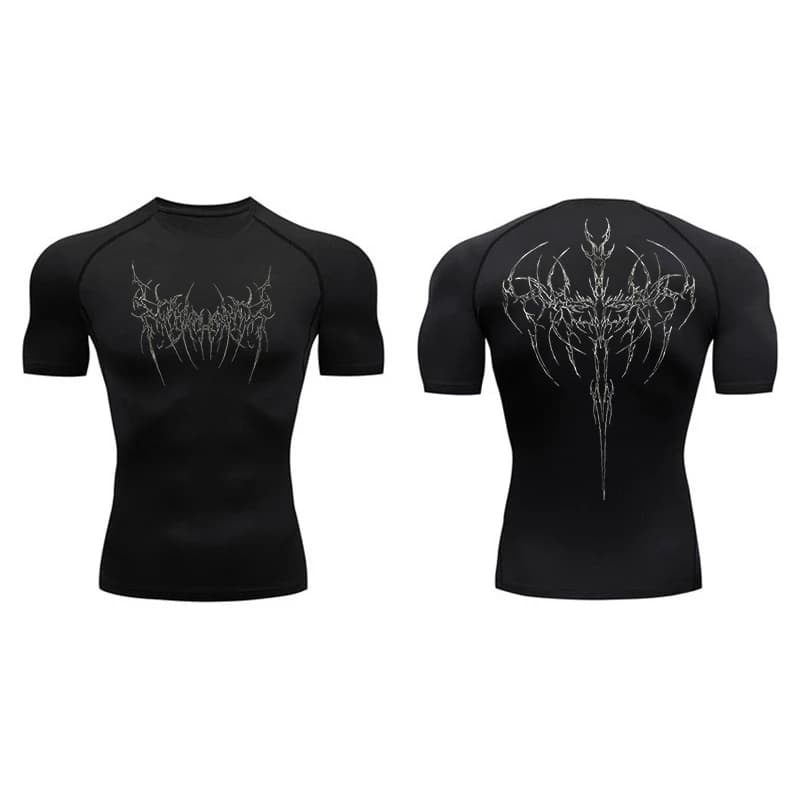 Chemises de compression imprimées pour hommes, t-shirts athlétiques, séchage rapide, Y-Gym Workout, 