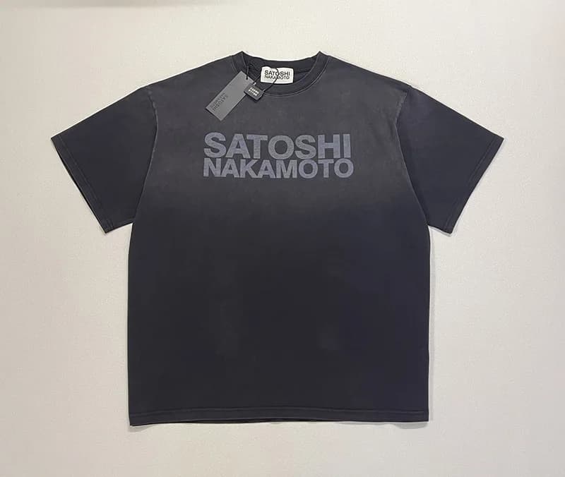 T-shirt Oversize Noir Délavé Vintage avec Logo Imprimé Lettres Classiques Satoshi Nakamoto – Collect