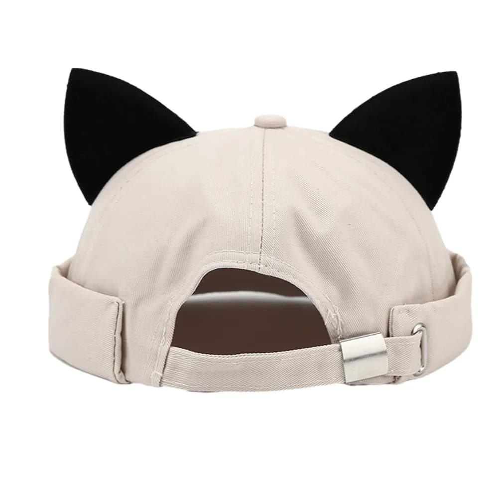 Casquette Docker Unisexe à Oreilles de Chat Imprimé Léopard Hip Hop, Sans Visière, Réglable, Couleur