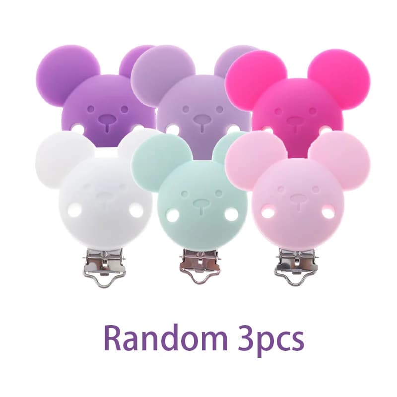 Clips de sucette en forme de souris, 3 pièces, attache à Clip en Silicone, bijoux à bricoler soi-mêm