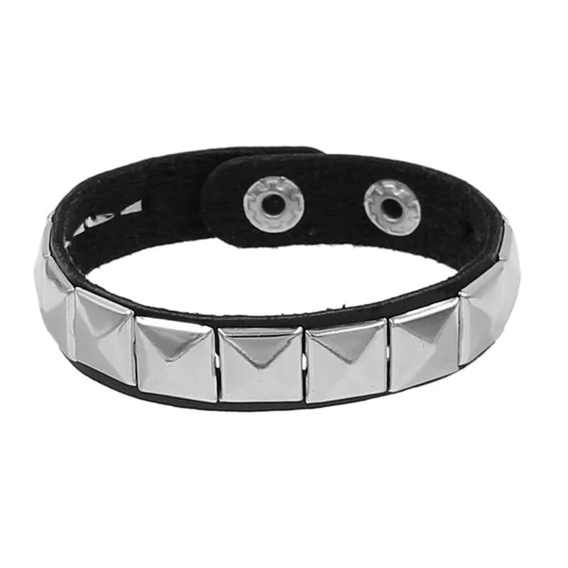 Bracelets à rivets carrés à une rangée, Punk Hip-hop, mode Rock, ouverture réglable, pour Couple, po