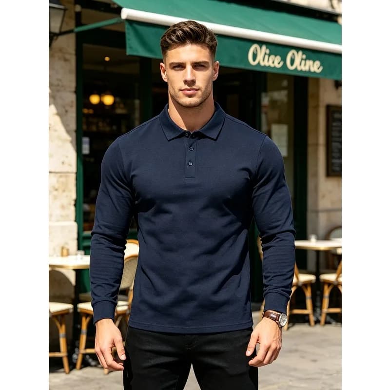 Polo polyvalent pour hommes, avec col et boutons, confectionné dans un tissu confortable, haut à man