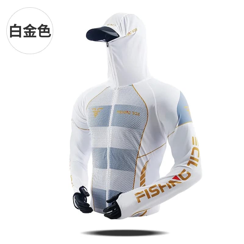 Sweat à capuche de pêche en soie glacée à séchage rapide pour homme, veste d'été fine à manches long