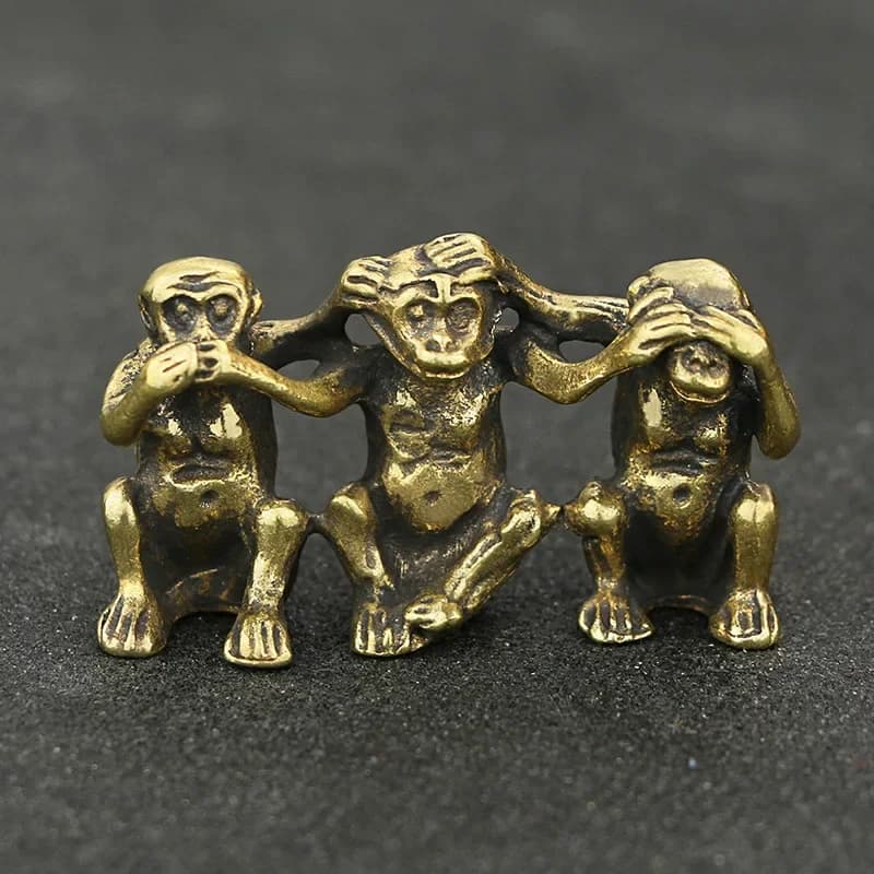 Figurines de trois singes en cuivre Feng Shui, artisanat créatif, décorations pour la maison, ne dit
