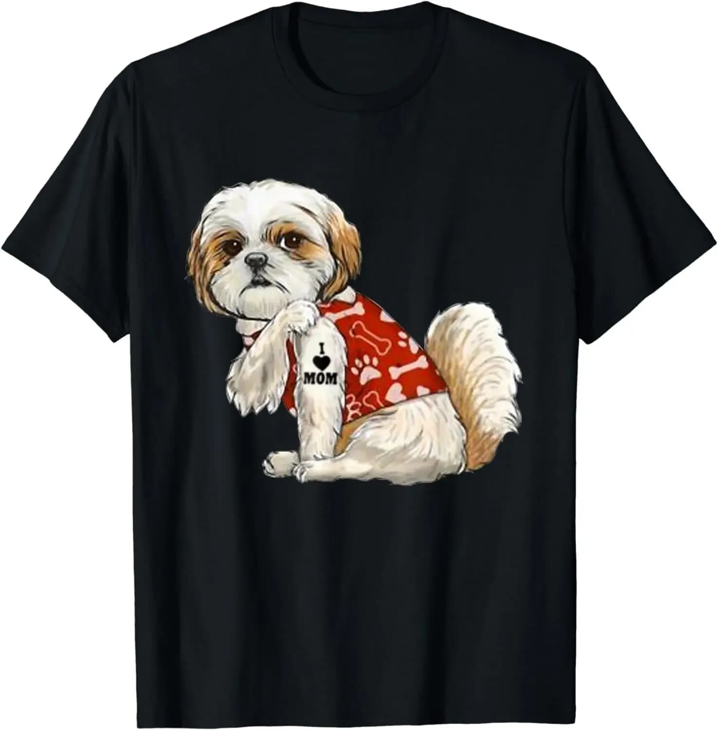 J'aime maman tatouage Shih Tzu maman drôle fête des mères cadeau T-Shirt femmes vêtements mode graph