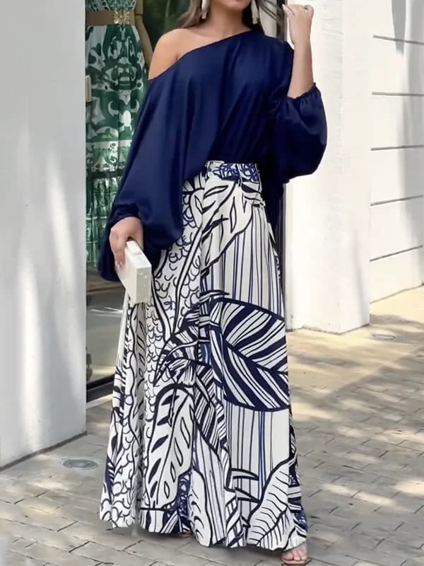 Missuoo femmes 2025 printemps nouveaux ensembles élégants une épaule manches bouffantes T-shirt et t