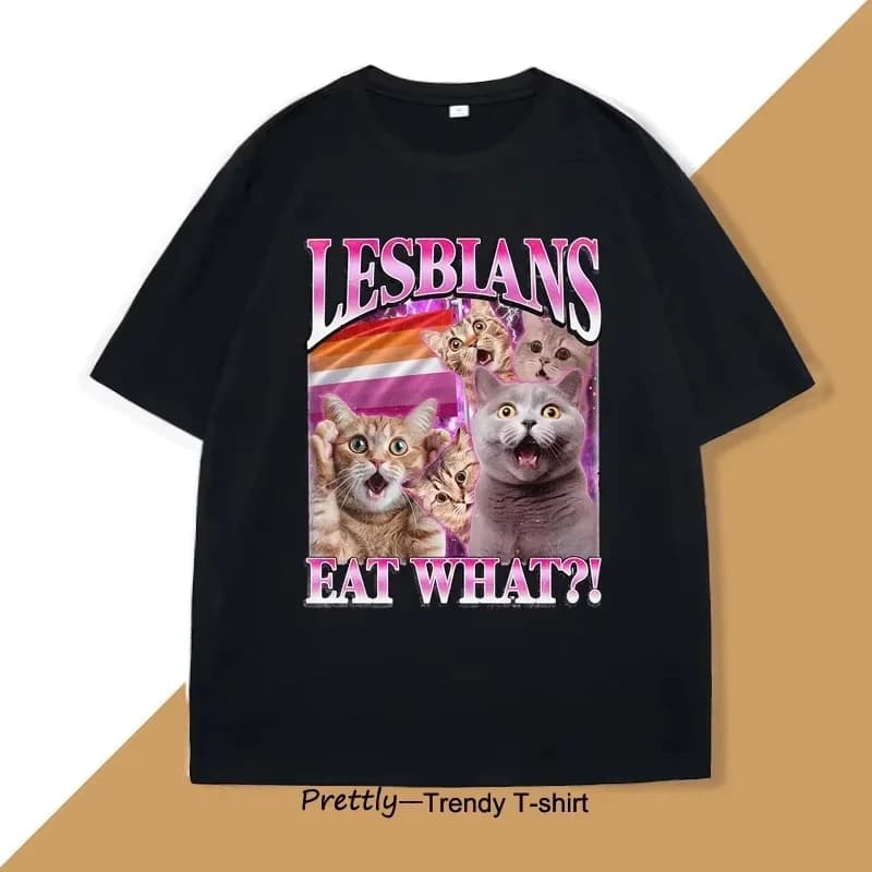 Drôle lesbiennes mangent ce T-Shirt chat fierté Thirt LGBTQ T-Shirt Meme Vintage chats amant T-Shirt