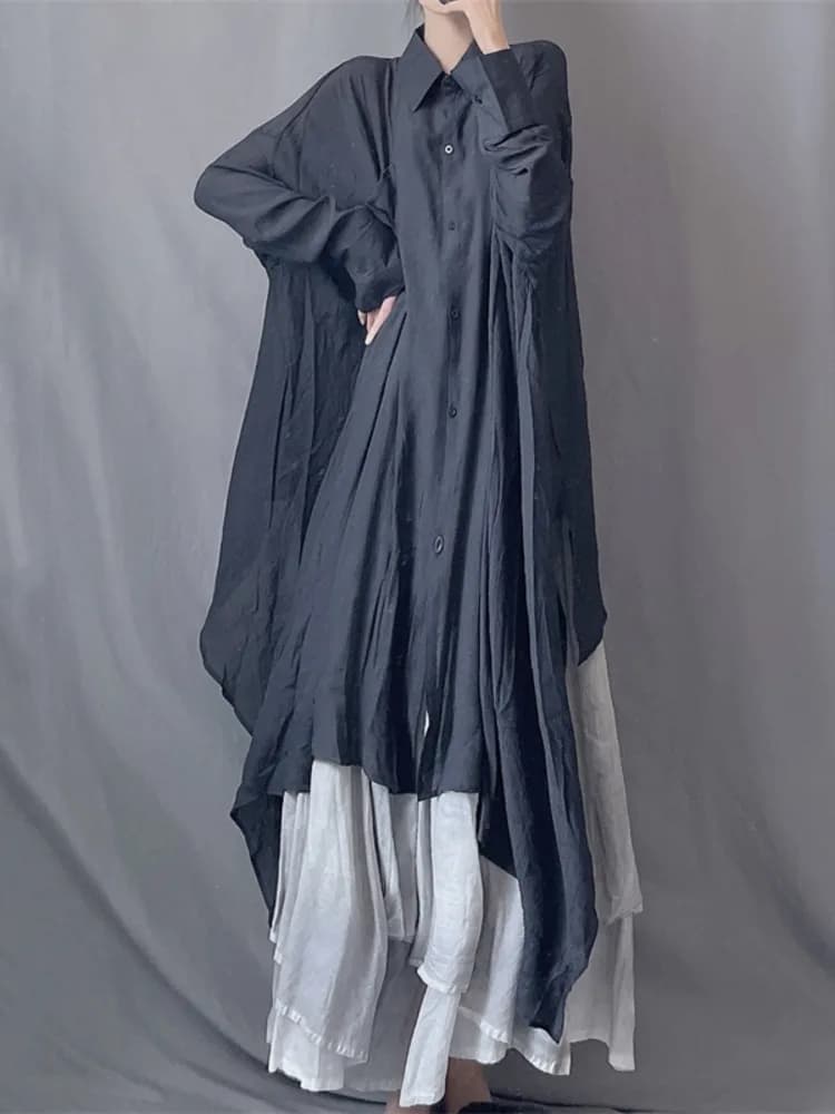 DEAT 2025 nouveau mince voir lancer Styles chauve-souris léger ample taille libre chemise longue Blo