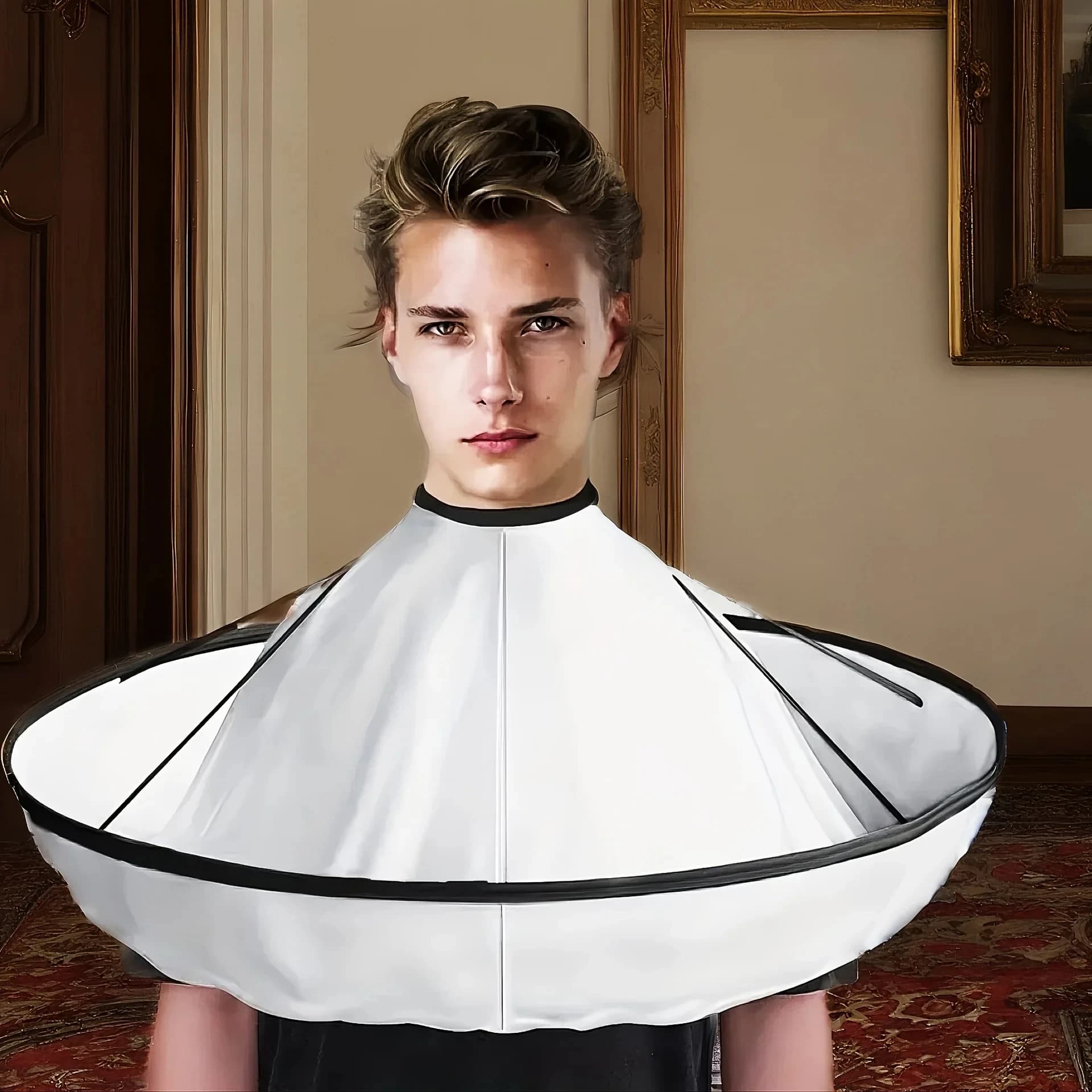 Cape de Coiffure Professionnelle Réglable - Brosse à Cheveux pour Coiffeurs et Barbiers