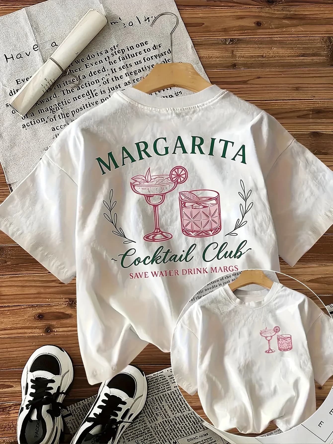 T-shirt de club de cocktails Margarita pour femmes, motif graphique « Save Water Drink Margs », déco