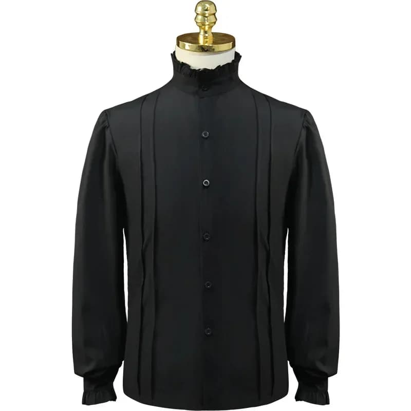Hommes médiévaux Renaissance chemises Steampunk Victoria haut plissé Pirate mâle solide simple bouto
