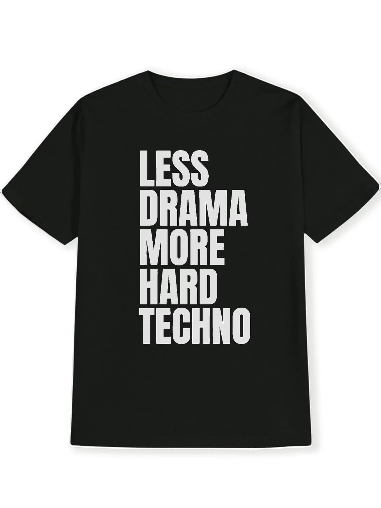 T-shirt drôle « Moins de Drama Plus de Techno » pour homme, en coton, coupe ample et oversize, style