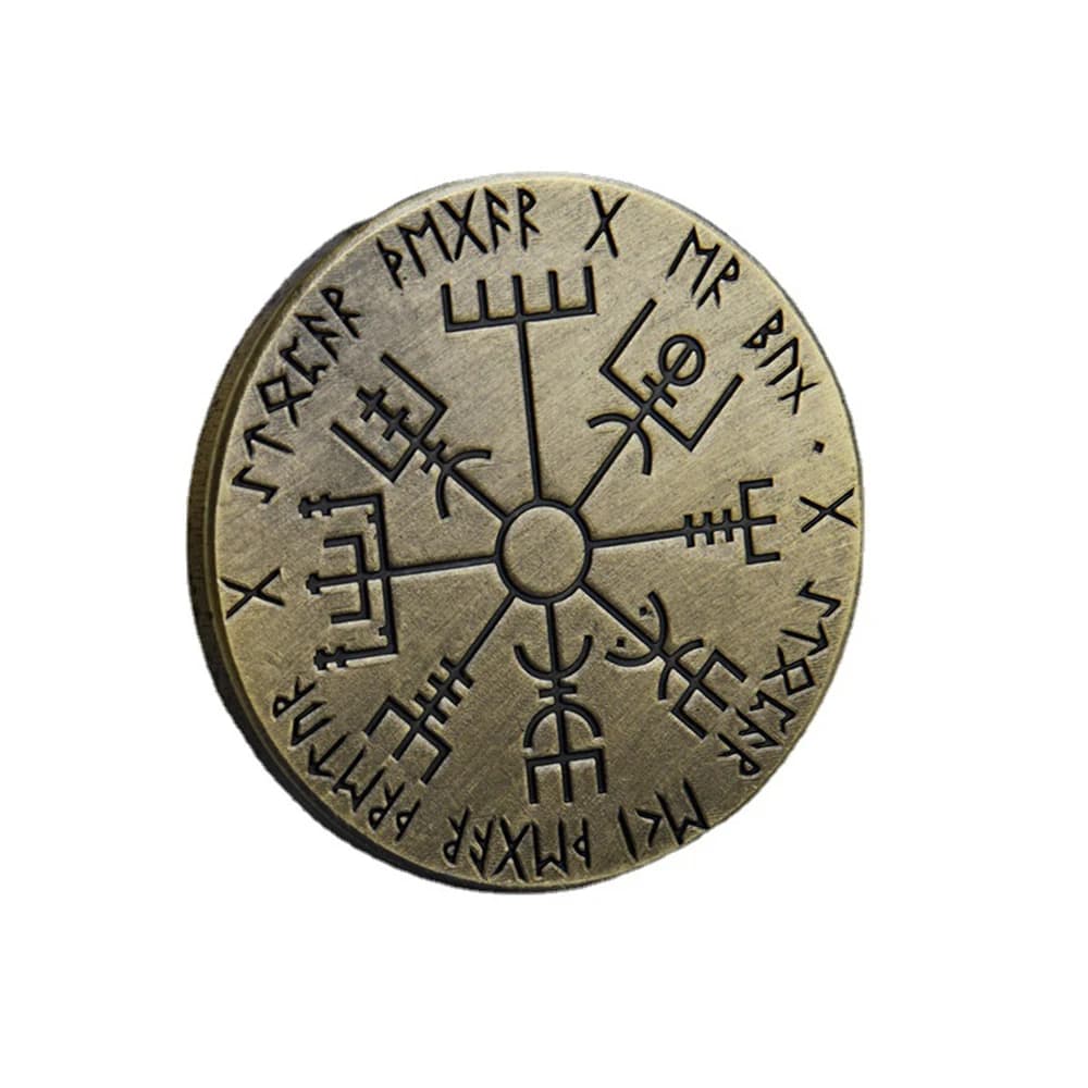 Pièce de Monnaie Viking Nordique, Boussole Vegvisir, Pièces Commémoratives, Collection, Talisman, So