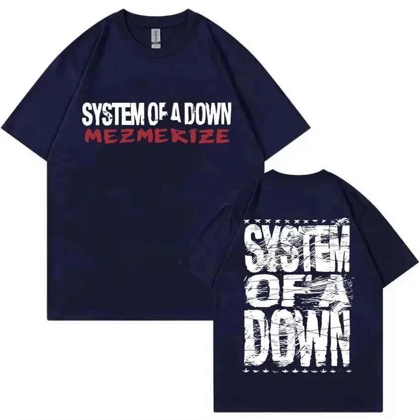 T-shirts de groupe de rock System of A Down Mezmerize, t-shirts vintage de musique alternative metal
