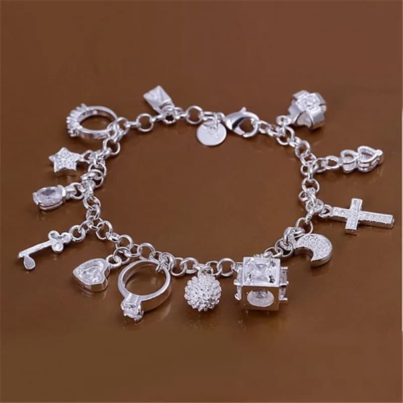 Bracelet tendance en argent sterling 925 avec breloques colorées, cadeau idéal pour la Saint-Valenti