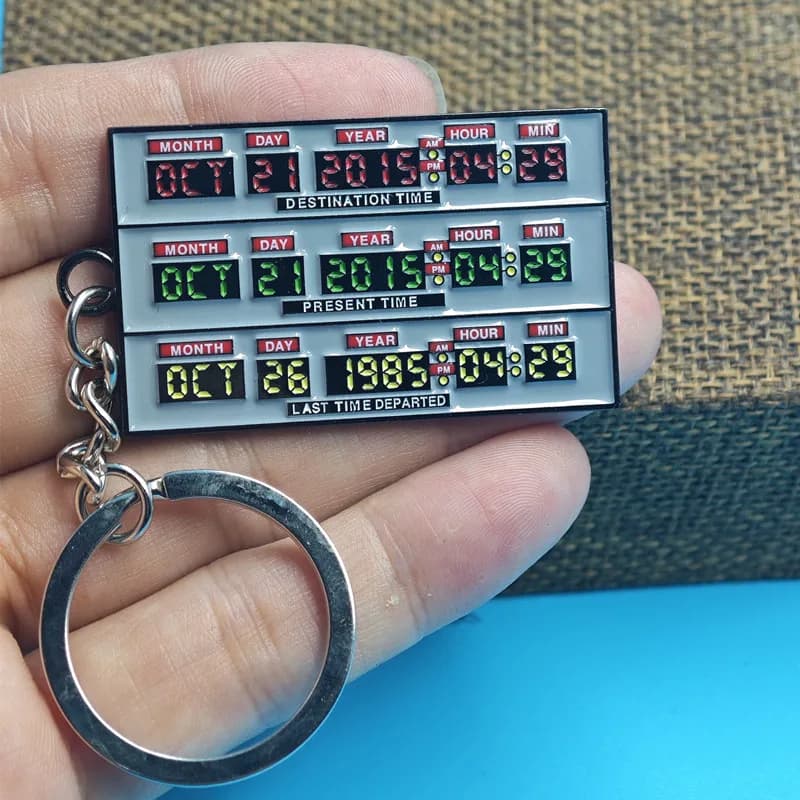 Porte-clés retour vers futur, Machine à voyager dans le temps, en émail, classique, Science-Fiction,