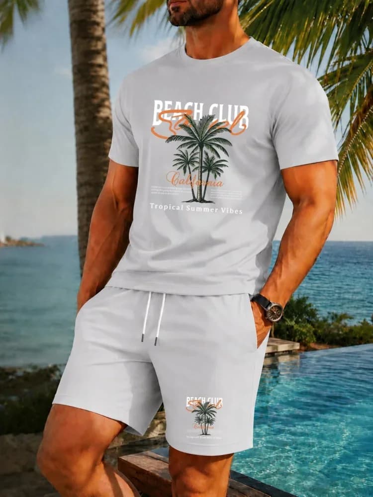 Ensemble de t-shirts pour hommes de haute qualité imprimés avec des palmiers de la Californie, le ch