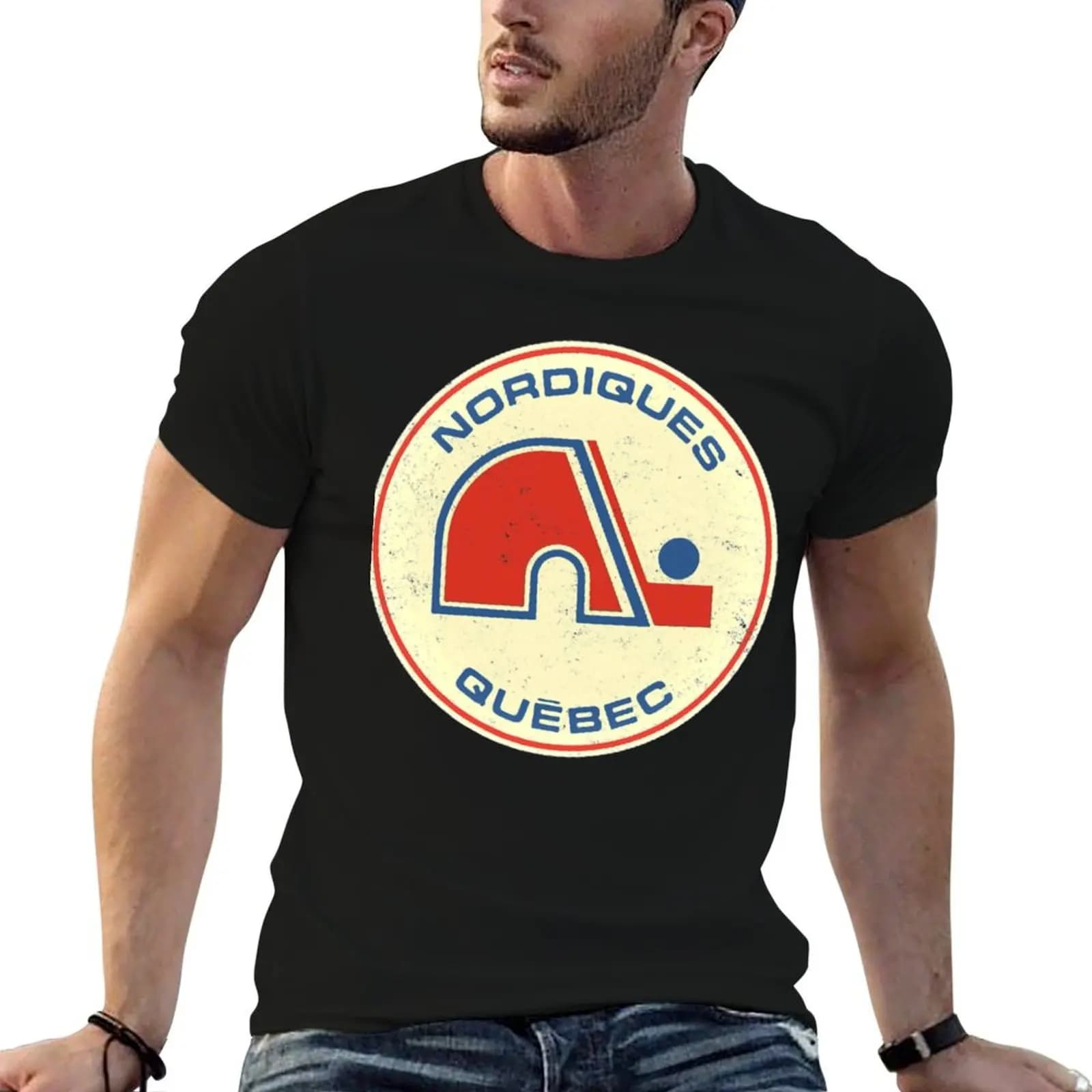 T-shirt des Nordiques du Québec, t-shirt en coton pour homme, t-shirts graphiques vintage pour homme
