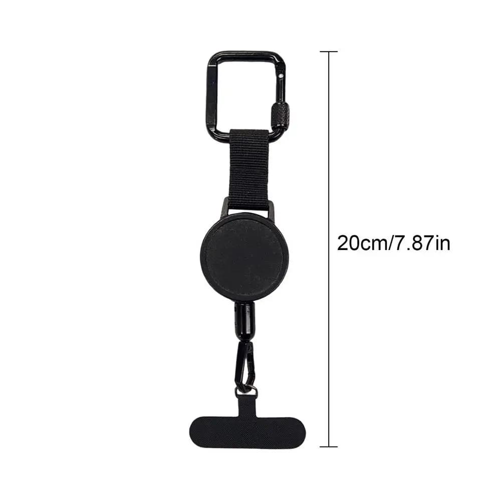 Support de téléphone antivol avec mousqueton, cordon rétractable pour téléphone, sangle de fixation