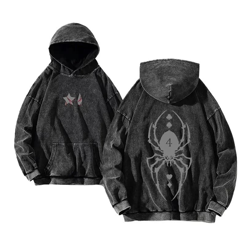 Sweat à capuche imprimé ailes de squelette pour hommes et femmes, décontracté, Vintage, lavage à l'a