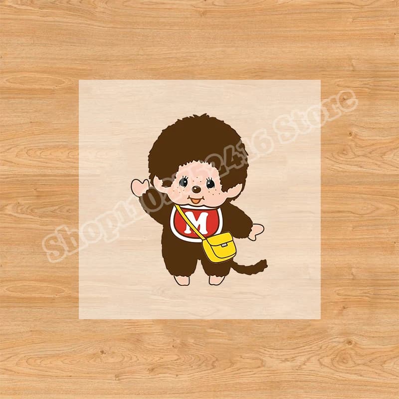 Monchhichi T-shirt à manches courtes pour enfants, haut décontracté d'été à col ras du cou pour fill