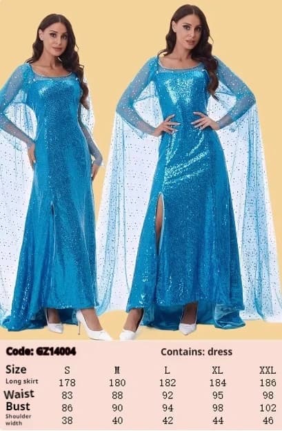Elsa robe longue adulte femmes Performance Costume travail lourd Cosplay vêtements accessoires Anime
