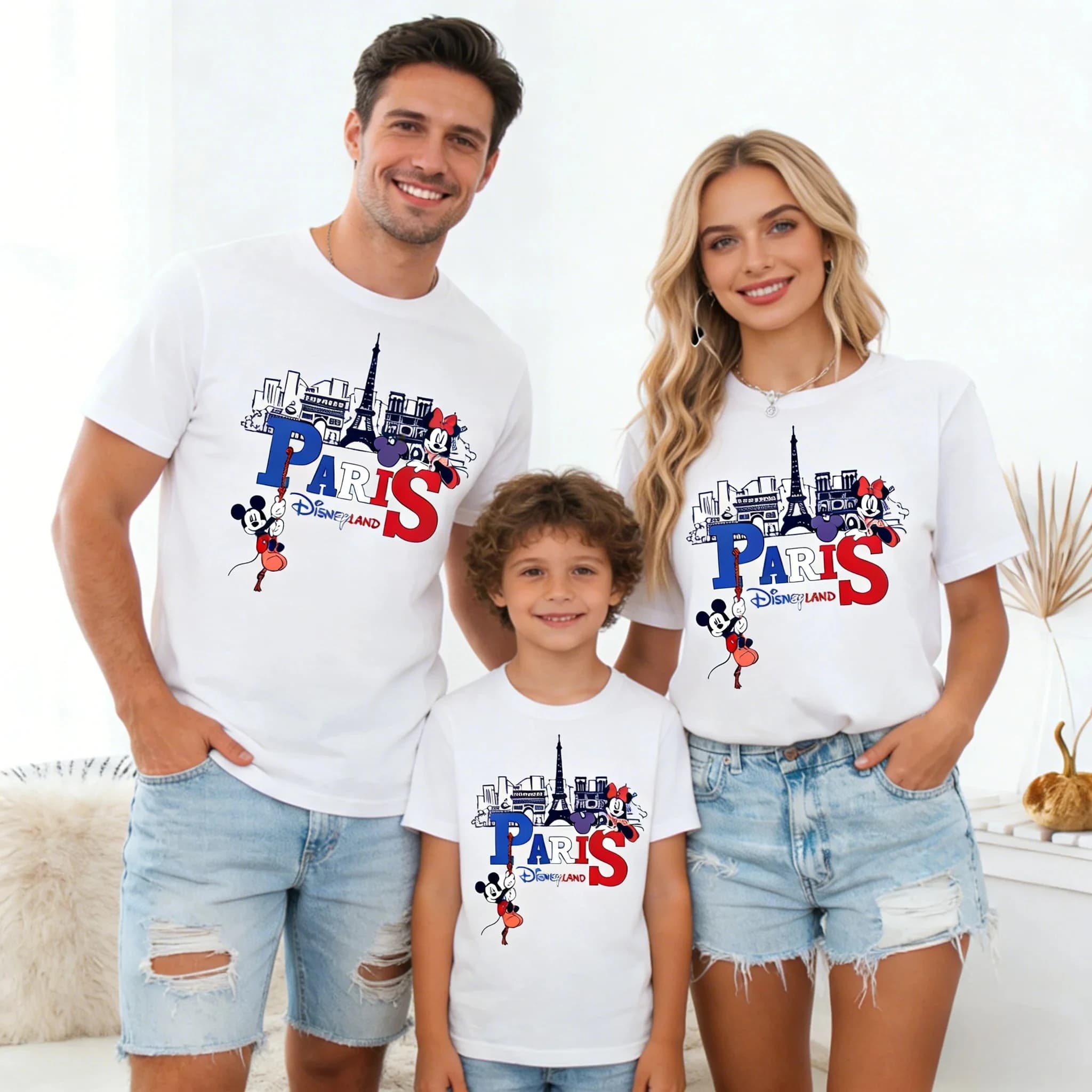 T-shirts d'été Disney Family - Imprimé dessin animé, tenues assorties en coton léger et élégant pour