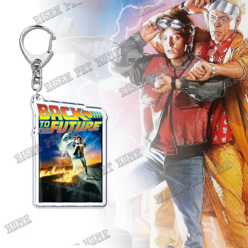 Film retour vers futur porte-clés pour accessoires sac Art Vintage pendentif porte-clés anneau amour