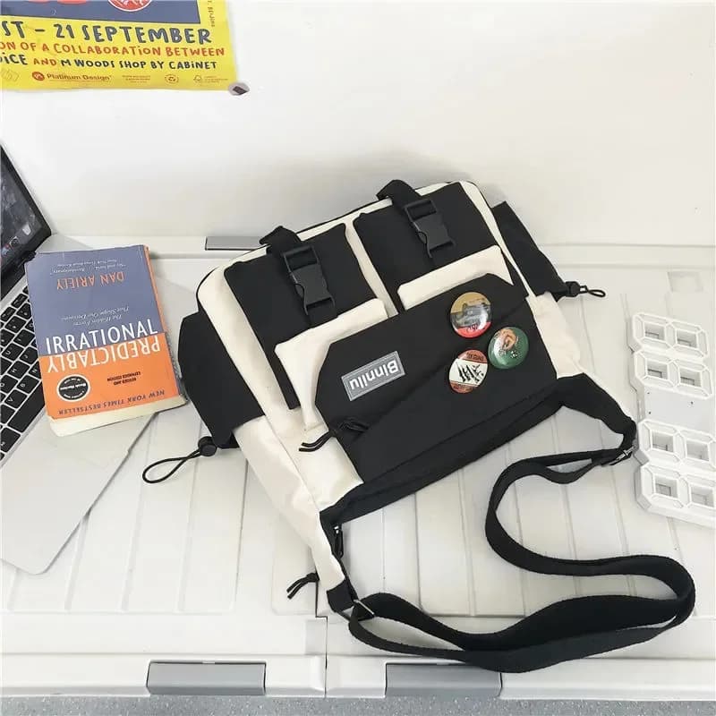 Harajuku hommes sacs à bandoulière en Nylon pour femmes Sac de messager filles école livre sacs jeun