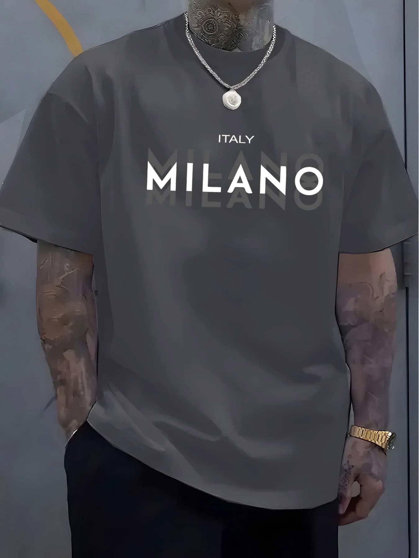 Été hommes 100% pur coton décontracté coupe ample grande taille italie MILANO imprimé confortable co