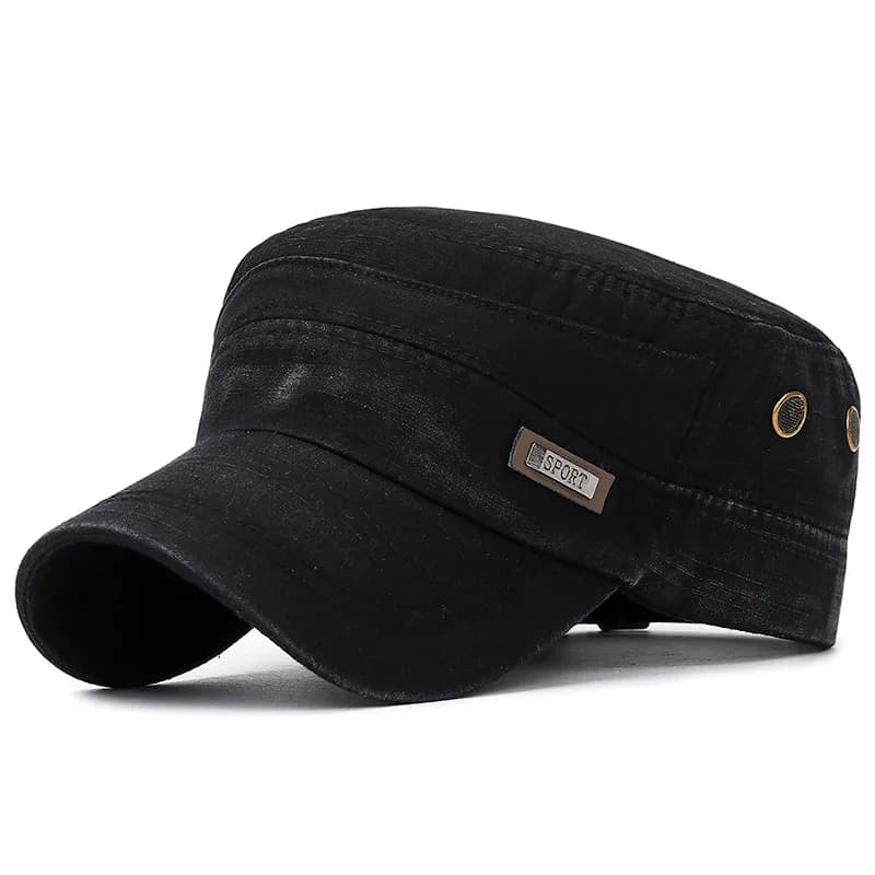 Casquettes militaires en coton lavé Vintage, casquette de Baseball à dessus plat, ajustable, plus ép