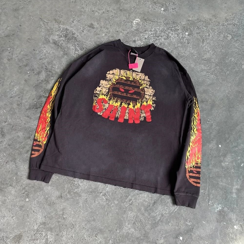 Yao mode SAINT OF Michael flamme graphiques imprimer décontracté Vintage Streetwear à manches longue