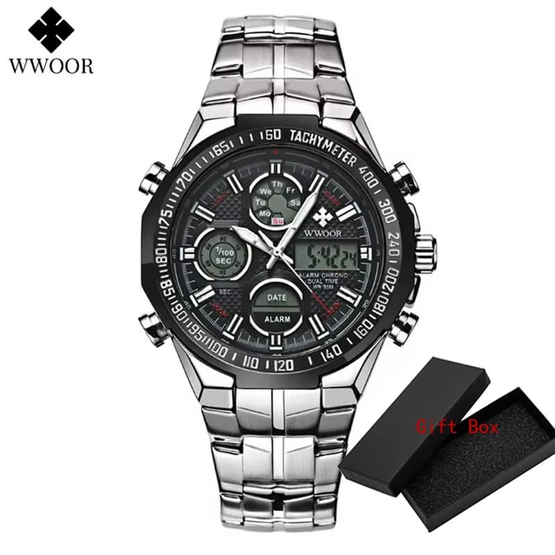 Wwoor Top marque analogique hommes 50 m étanche chronographe Sport militaire mâle horloge homme lumi