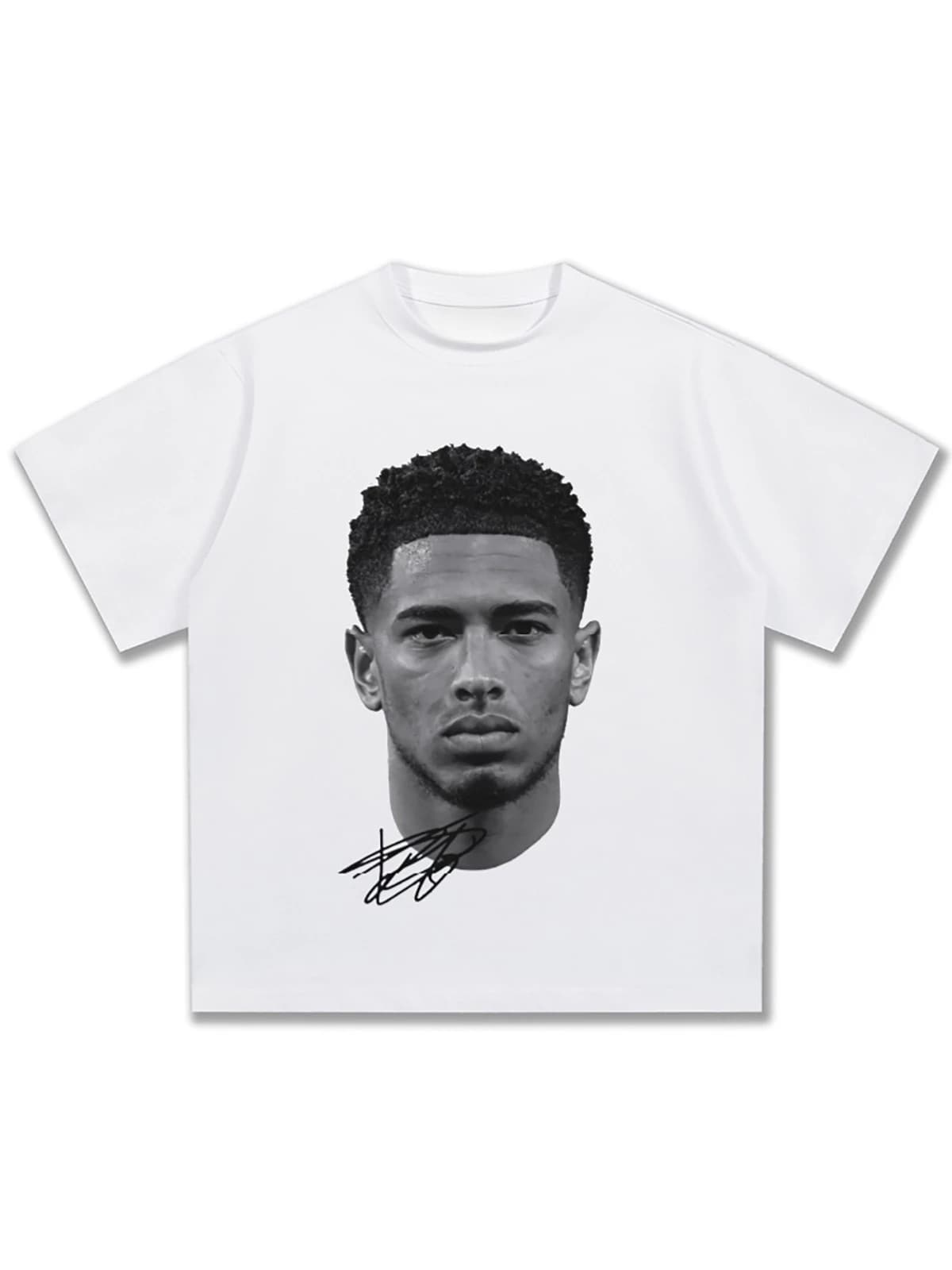 T-shirt pour homme avec impression de la figure de Bellingham, haut décontracté à col rond et manche