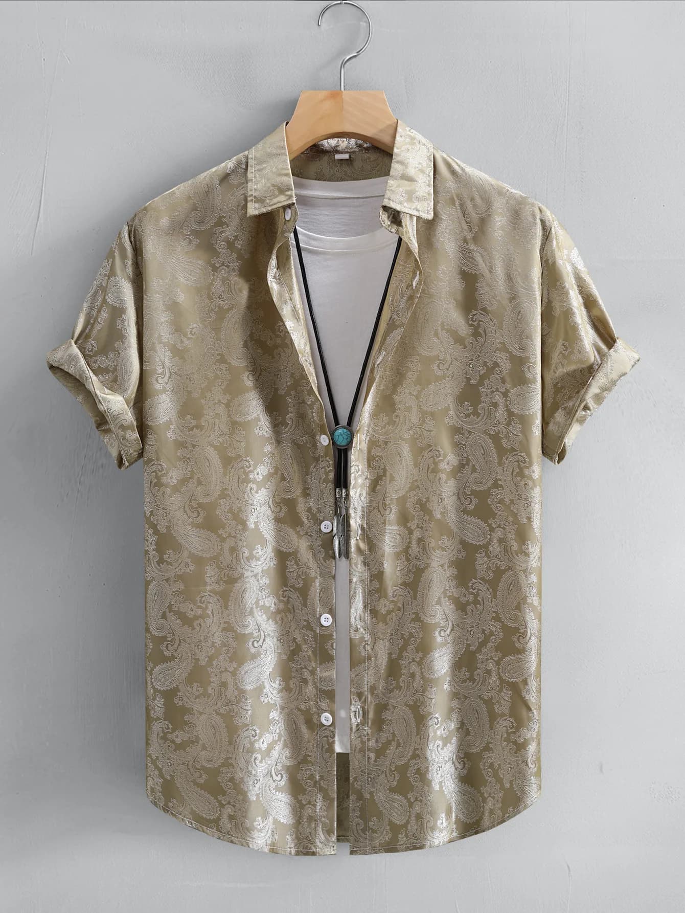Chemises d'été 2026 à imprimé jacquard pour hommes – Chemises décontractées vintage à manches courte