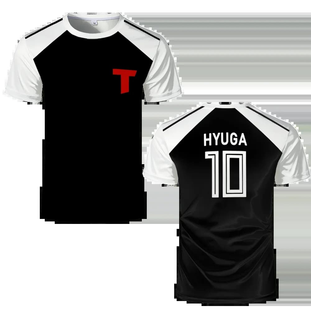 Capitaine Tsubasa Anime Tshirt Hyuga Animation Cosplay à manches courtes 3D Imprimé Football Jersey