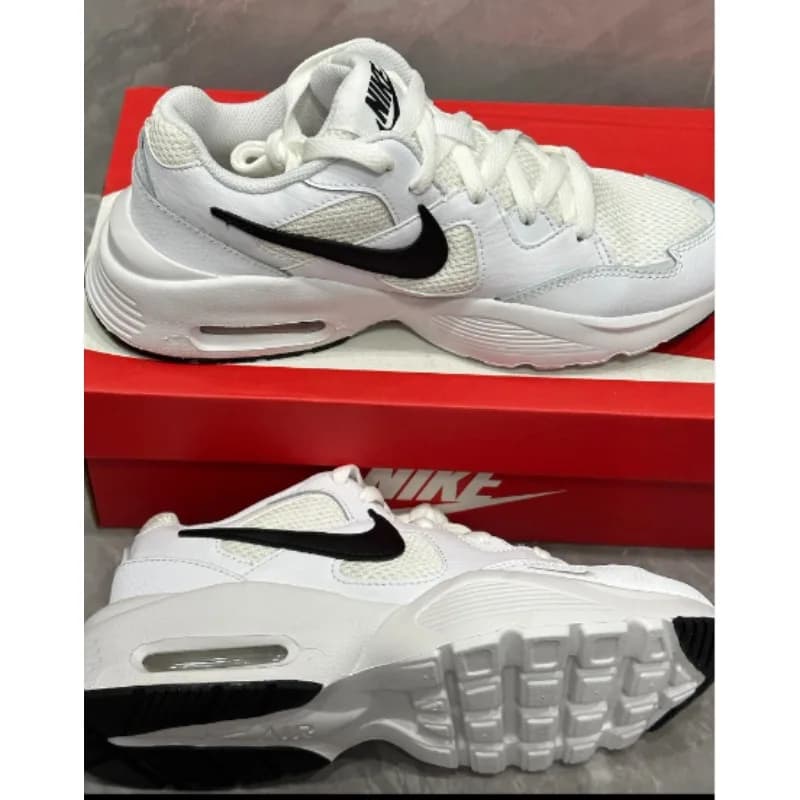 Chaussures de course basses Nike Air Max Fusion blanches pour femmes, double couche, coussin d'air r