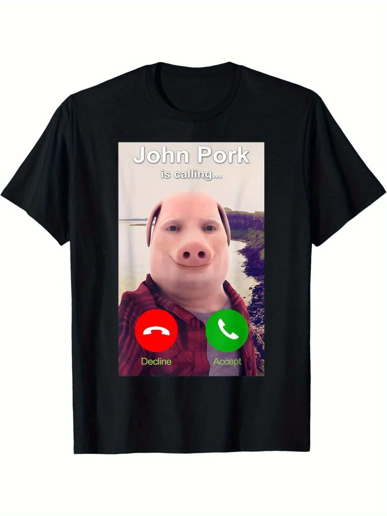 T-shirt humoristique John Pork Is Calling pour femme – Design ludique et original pour tenue décontr