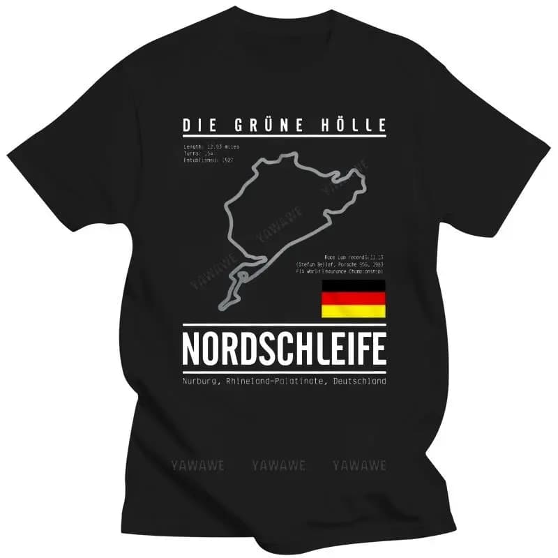 Homme drôle impression t-shirts noir nouveau à manches courtes décontracté Nurburgring Grand Prix t-