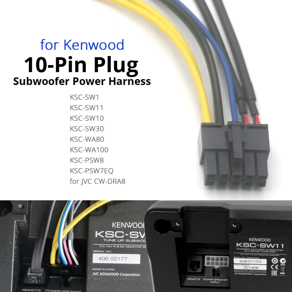 Pour KENWOOD KSC-SW1 SW11 KSC-PSW8 WA100 10Pin prise amplificateur stéréo de voiture faisceau de pui