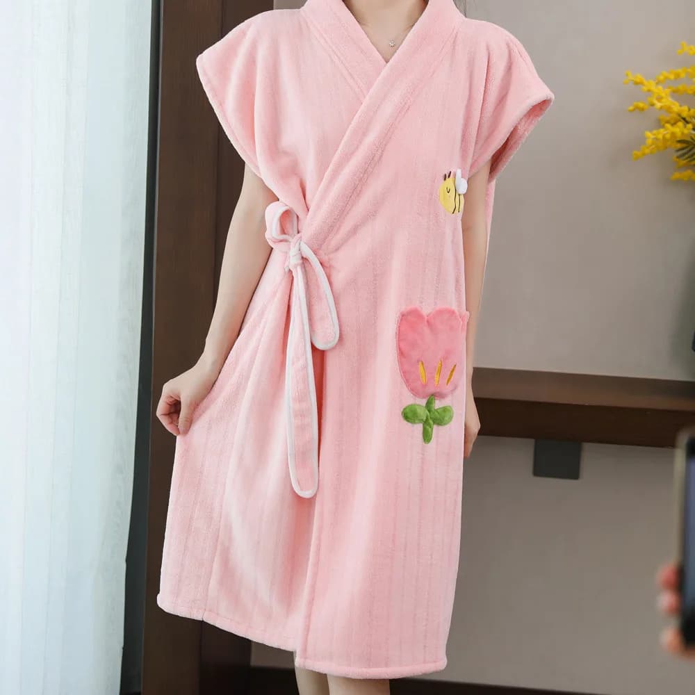 Serviette de bain portable, peignoir, vêtements de maison pour femmes, absorbant, séchage rapide, co